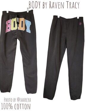 BODY by Raven Tracy Women Back shot Sweatpants grey colorful Bum logo joggers XL
